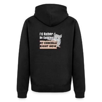 Meine Chinchilla kuscheln - Unisex Premium Bio Zip Hoodie - Schwarz - Hinten - Nico (187cm)