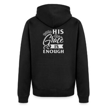 Christian saying - Unisex Premium Organic Zip Hoodie - black - Back - Nico (187cm)