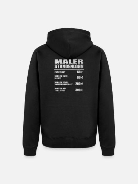 MALER STUNDENLOHN - Unisex Premium Bio Zip Hoodie - Schwarz