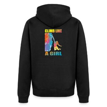 Climb Like A Girl Climbing girls and climbers - Unisex Premium Organic Zip Hoodie - black - Back - Nico (187cm)