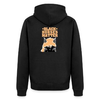 Black Horses Matter - Unisex Premium Bio Zip Hoodie - Schwarz - Hinten - Nico (187cm)
