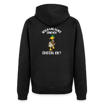 Lustig Ich mag halt Enten Okay Ente See Wasser - Unisex Premium Bio Zip Hoodie - Schwarz - Hinten - Nico (187cm)