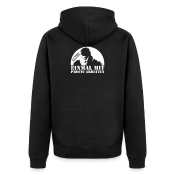 Alter einmal mit Profis arbeiten - Unisex Premium Bio Zip Hoodie - Schwarz - Hinten - Nico (187cm)