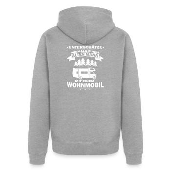 Lustige Wohnmobil Camping Camper Caravan - Unisex Premium Bio Zip Hoodie - Grau meliert - Hinten - Nico (187cm)