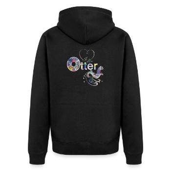 Otter Ich liebe Otter - Unisex Premium Bio Zip Hoodie - Schwarz - Hinten - Nico (187cm)