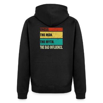 Onkel The Man Mythos Bad Influence Vintage Geschenk - Unisex Premium Bio Zip Hoodie - Schwarz - Hinten - Nico (187cm)