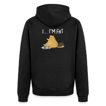 Lustig Katze Ich Bin Dick - Unisex Premium Bio Zip Hoodie - Schwarz - Hinten - Nico (187cm)