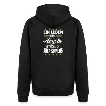 Angeln - Unisex Premium Bio Zip Hoodie - Schwarz - Hinten - Nico (187cm)