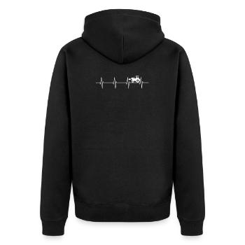 Traktor Herzschlag Bauer Geschenk Trecker Landwirt - Unisex Premium Bio Zip Hoodie - Schwarz - Hinten - Nico (187cm)