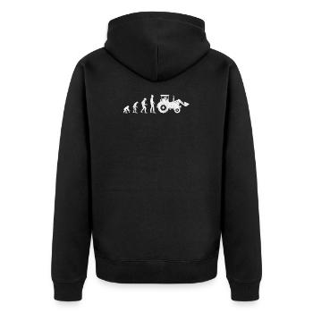 Bauer Evolution Geschenk Bauernhof Landwirt Lustig - Unisex Premium Bio Zip Hoodie - Schwarz - Hinten - Nico (187cm)