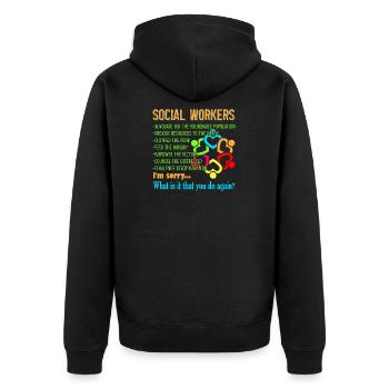 Sozialarbeiter Job - Unisex Premium Bio Zip Hoodie - Schwarz - Hinten - Nico (187cm)