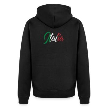 Italy - Unisex Premium Organic Zip Hoodie - black - Back - Nico (187cm)
