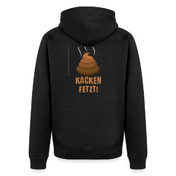 Kacken Fetzt Fun Lustige Sprüche Geschenk - Unisex Premium Bio Zip Hoodie - Schwarz - Hinten - Nico (187cm)