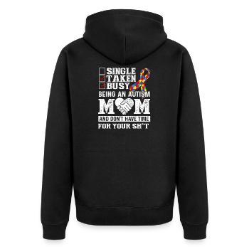 Autismus ist eine Autismus-Mutter - Unisex Premium Bio Zip Hoodie - Schwarz - Hinten - Nico (187cm)