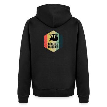 Berg Erobern Shirt Klettern Bouldern Bergsteigen - Unisex Premium Bio Zip Hoodie - Schwarz - Hinten - Nico (187cm)