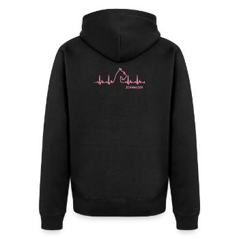 Schnauzer Heartbeat - Unisex Premium Organic Zip Hoodie - black - Back - Nico (187cm)