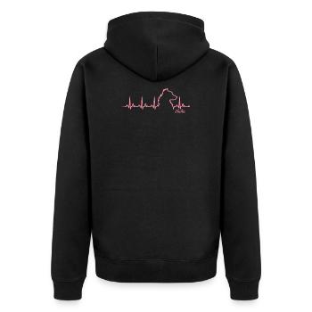 Sheltie Herzschlag - Unisex Premium Bio Zip Hoodie - Schwarz - Hinten - Nico (187cm)