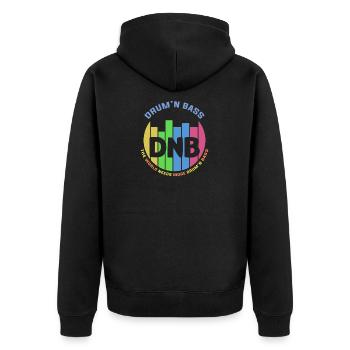 Drum And Bass Elektronische Musik - Unisex Premium Bio Zip Hoodie - Schwarz - Hinten - Nico (187cm)