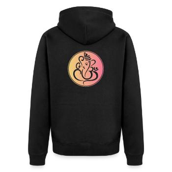 Éléphant hindou Ganesh minimaliste - Veste à capuche bio Premium Unisexe - noir - Dos - Nico (187cm)