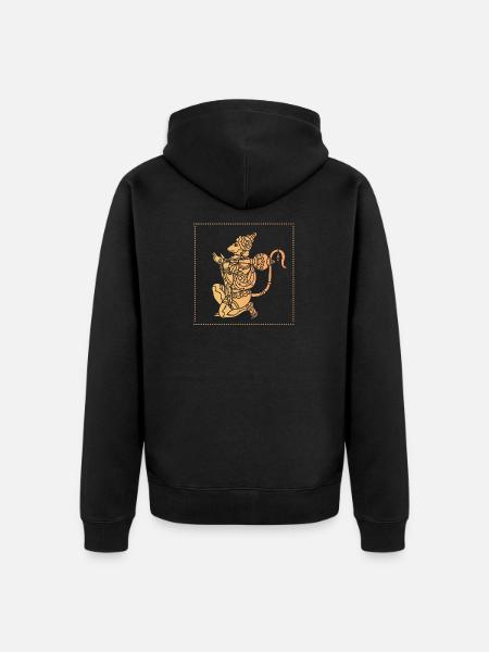 Hanuman monkey Ramayana - Unisex Premium Organic Zip Hoodie - black