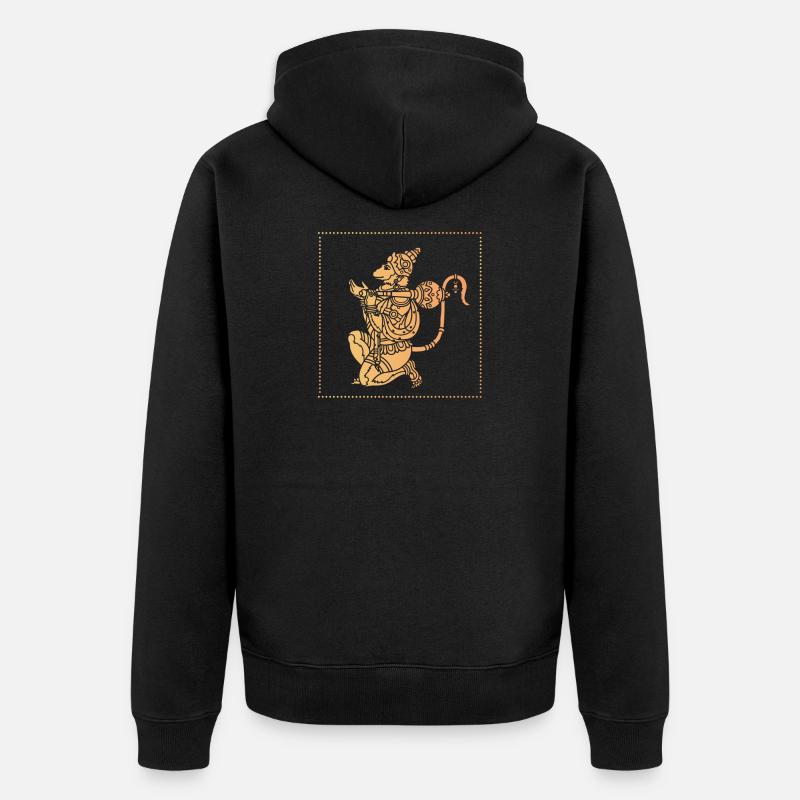 Singe Hanuman Ramayana - Veste à capuche bio Premium Unisexe - noir