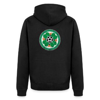 Irland Fussball Kleeblatt - Unisex Premium Bio Zip Hoodie - Schwarz - Hinten - Nico (187cm)