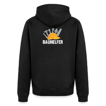 Bauhelfer Haus Bau Bauleiter Bauleiterin - Unisex Premium Bio Zip Hoodie - Schwarz - Hinten - Nico (187cm)