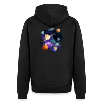 Planets graphic done - Unisex Premium Organic Zip Hoodie - black - Back - Nico (187cm)