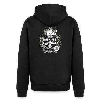 Man Flu Survivor lustiges Sprüche Design - Unisex Premium Bio Zip Hoodie - Schwarz - Hinten - Nico (187cm)
