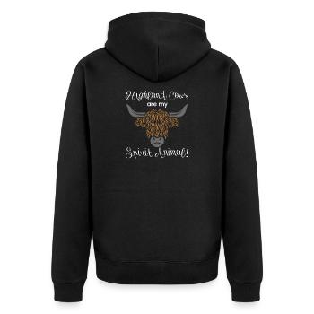 Scottish highland cow - Unisex Premium Organic Zip Hoodie - black - Back - Nico (187cm)