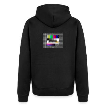 90s 80er 90er Jahre 80s - Unisex Premium Bio Zip Hoodie - Schwarz - Hinten - Nico (187cm)