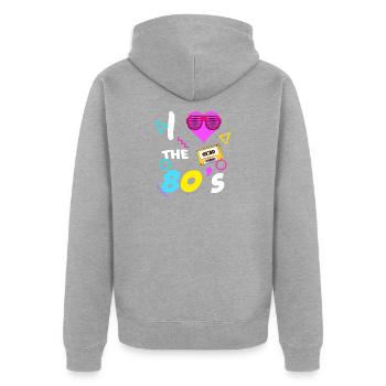80s 90s 80s 90s - Veste à capuche bio Premium Unisexe - gris chiné - Dos - Nico (187cm)