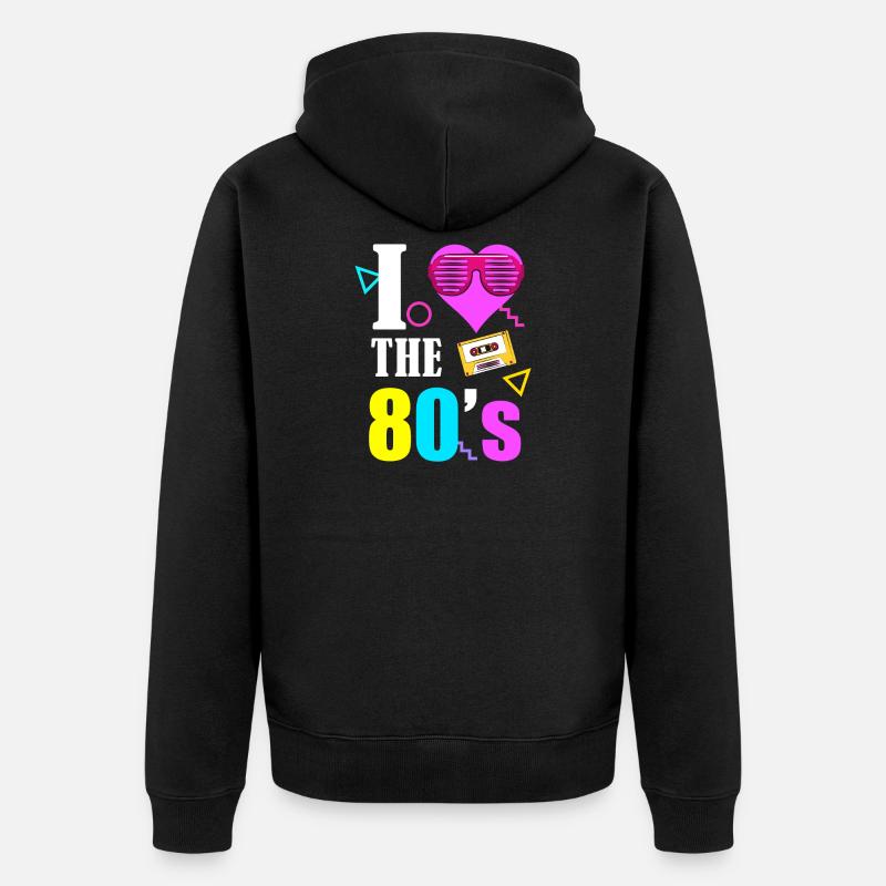 80s 90s 80s 90s - Veste à capuche bio Premium Unisexe - noir