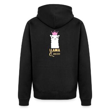 llama queen alpaca llama queen andean gift - Unisex Premium Organic Zip Hoodie - black - Back - Nico (187cm)