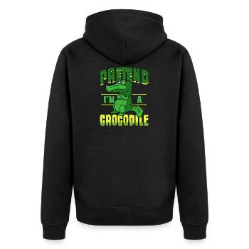 cooles Krokodil mit Spruch - Unisex Premium Bio Zip Hoodie - Schwarz - Hinten - Nico (187cm)