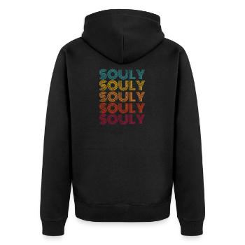 Soul Music Retro - Unisex Premium Bio Zip Hoodie - Schwarz - Hinten - Nico (187cm)