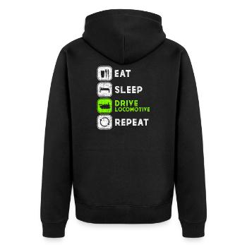 Locomotive - Unisex Premium Organic Zip Hoodie - black - Back - Nico (187cm)