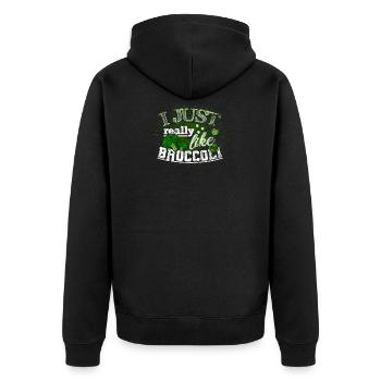 Broccoli vegetables - Unisex Premium Organic Zip Hoodie - black - Back - Nico (187cm)