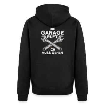 Kfz Mechaniker Autowerkstatt Automechaniker Garage - Unisex Premium Bio Zip Hoodie - Schwarz - Hinten - Nico (187cm)