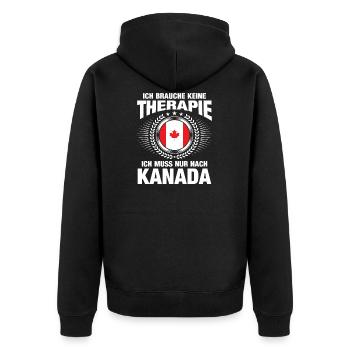 Kanada Spruch Urlaub Liebe Geschenk Auswandern - Unisex Premium Bio Zip Hoodie - Schwarz - Hinten - Nico (187cm)