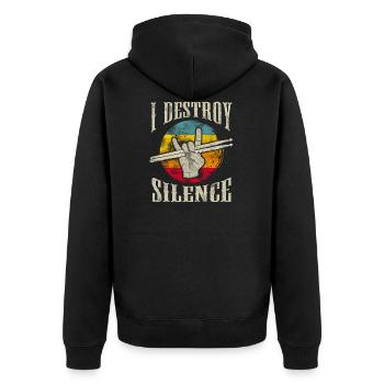 Destroy Silence Drum Sticks Drummer Drums - Unisex Premium Organic Zip Hoodie - black - Back - Nico (187cm)