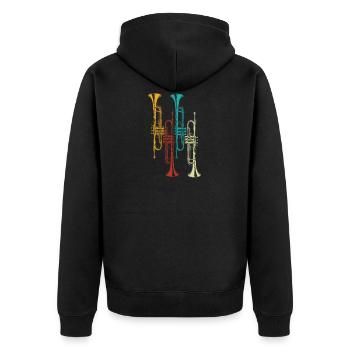 Trompete vintage Retro Trompeter Geschenk - Unisex Premium Bio Zip Hoodie - Schwarz - Hinten - Nico (187cm)