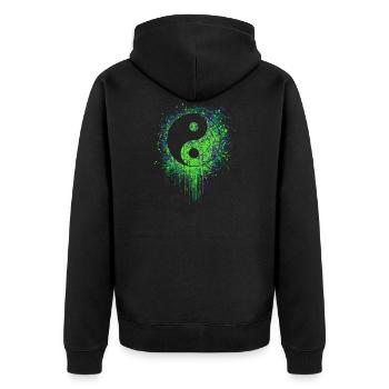 zen yin yang tribal tattoo asia chine japon - Veste à capuche bio Premium Unisexe - noir - Dos - Nico (187cm)