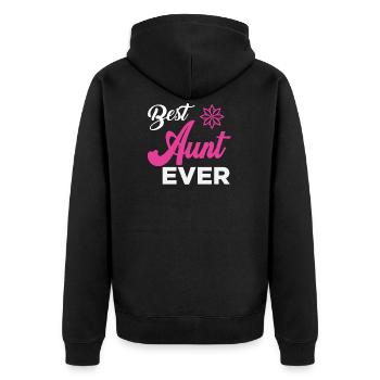 Best Aunt Ever - Unisex Premium Bio Zip Hoodie - Schwarz - Hinten - Nico (187cm)