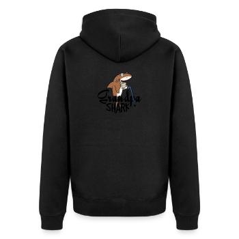 Opa Hai Großvater Motiv Alter Lustiger Hai - Unisex Premium Bio Zip Hoodie - Schwarz - Hinten - Nico (187cm)