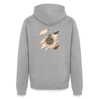 Akustische Gitarre Gitarrenspieler - Unisex Premium Bio Zip Hoodie - Grau meliert - Hinten - Nico (187cm)