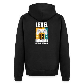 13. Geburtstag - Unisex Premium Bio Zip Hoodie - Schwarz - Hinten - Nico (187cm)