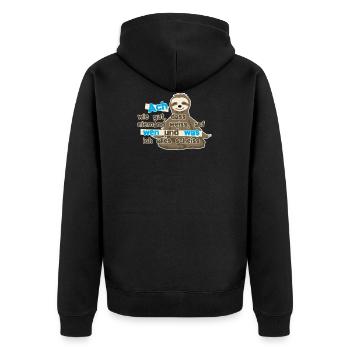 Ach wie gut, dass niemand weiss ,... - Unisex Premium Bio Zip Hoodie - Schwarz - Hinten - Nico (187cm)