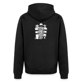 Electrical Engineer - Born to give you power - Unisex Premium Bio Zip Hoodie - Schwarz - Hinten - Nico (187cm)
