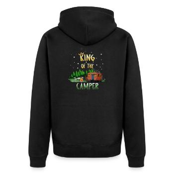 Camping King Camper Caravan Gift - Unisex Premium Organic Zip Hoodie - black - Back - Nico (187cm)
